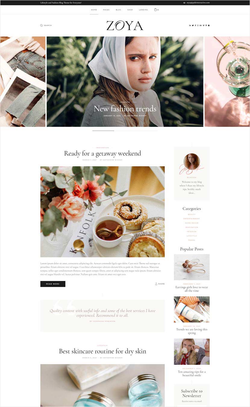 Zoya WordPress Theme