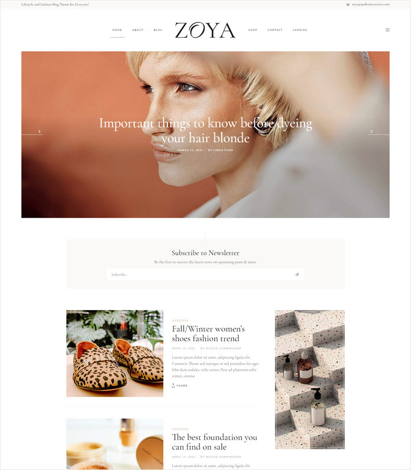 Zoya WordPress Theme